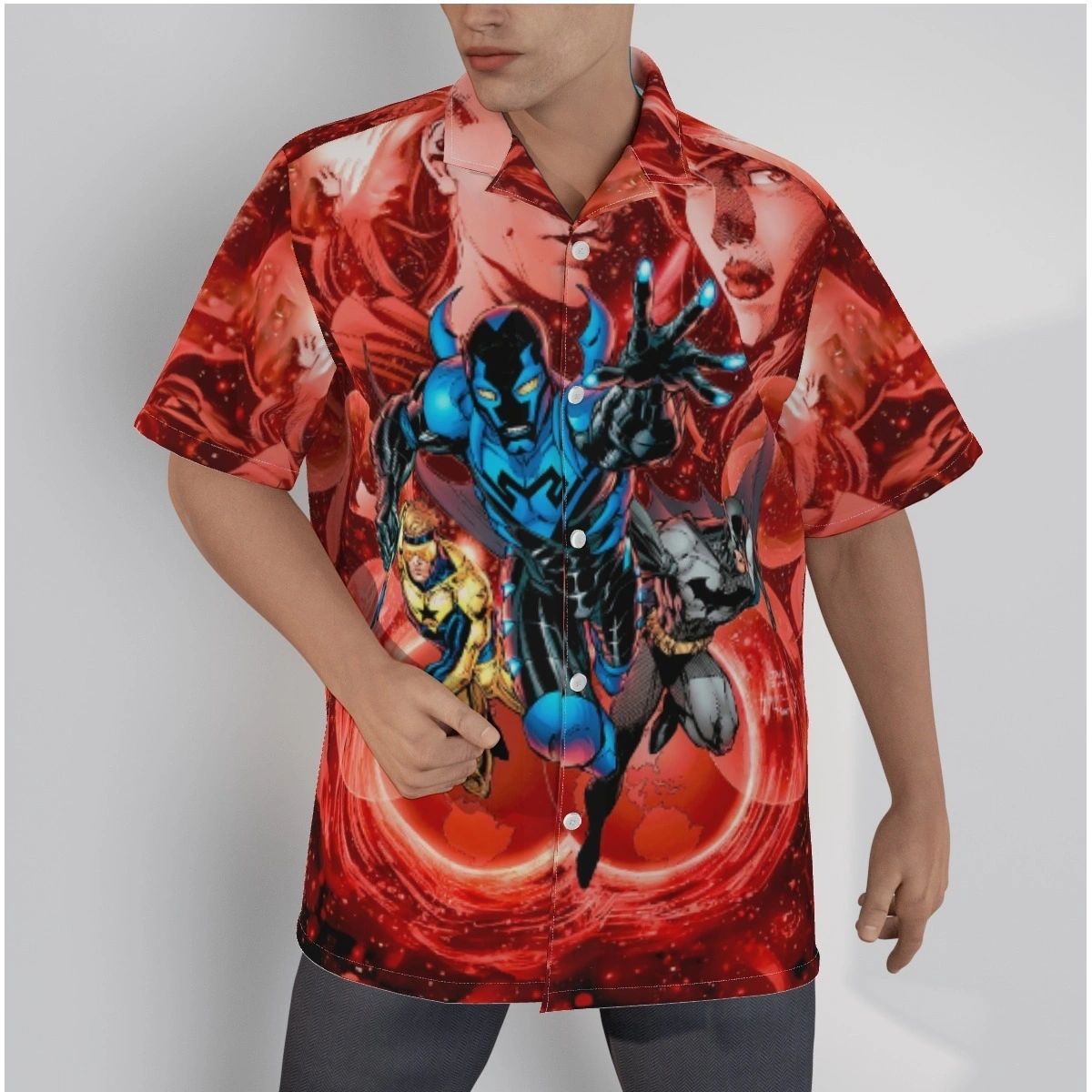 NEW BLUE BEETLE INFINITE CRISIS 5 ALL OVER PRINT SHIRT & TANK - JIM LEE ART