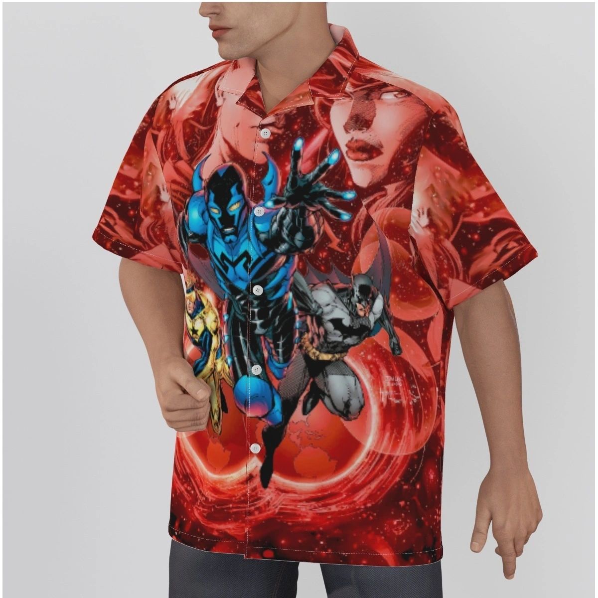 NEW BLUE BEETLE INFINITE CRISIS 5 ALL OVER PRINT SHIRT & TANK - JIM LEE ART