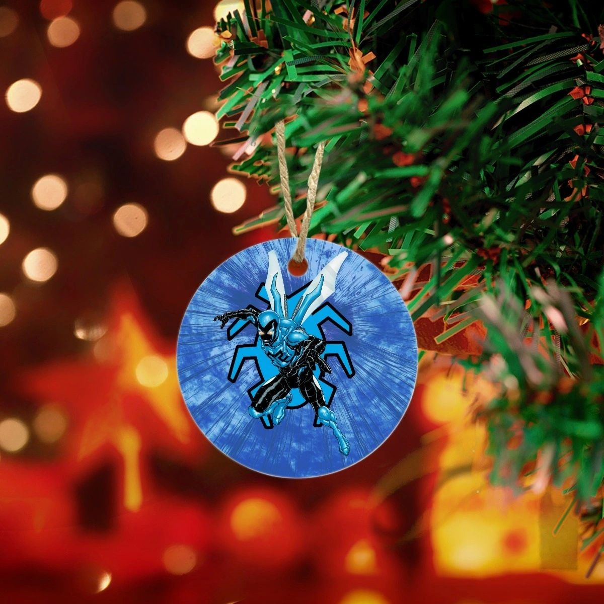 NEW BLUE BEETLE READY CHRISTMAS TREE ORNAMENT