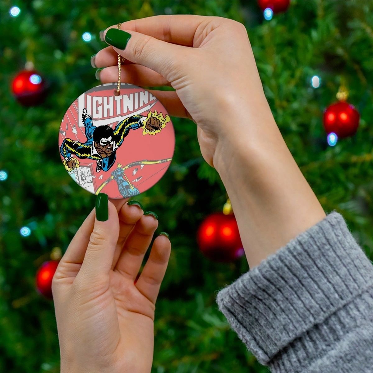 BLACK LIGHTNING CHRISTMAS TREE ORNAMENT