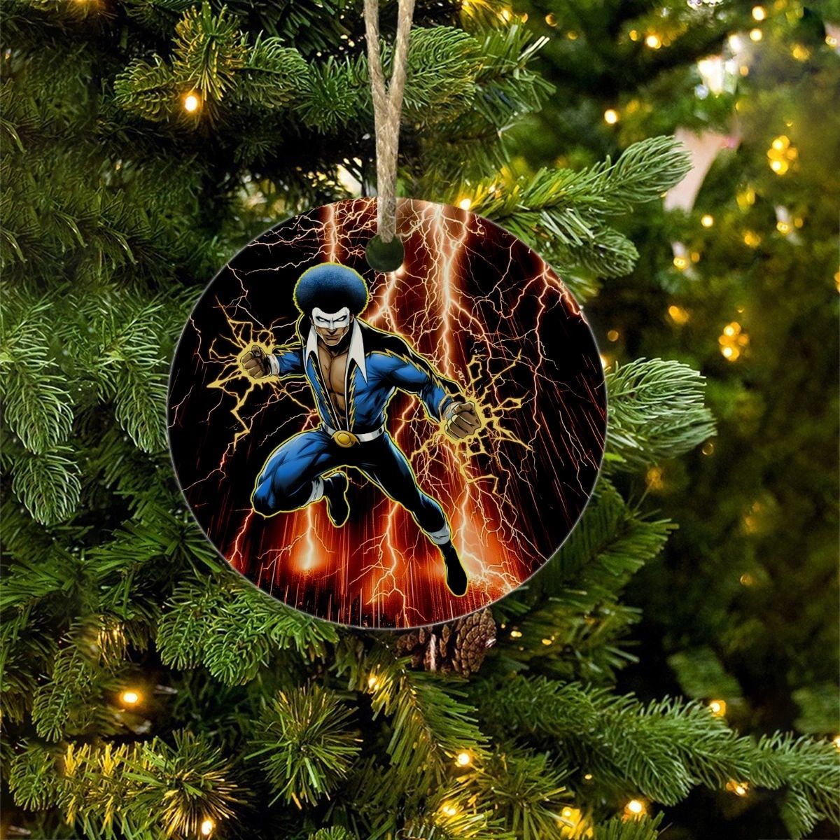 BLACK LIGHTNING READY CHRISTMAS TREE ORNAMENT