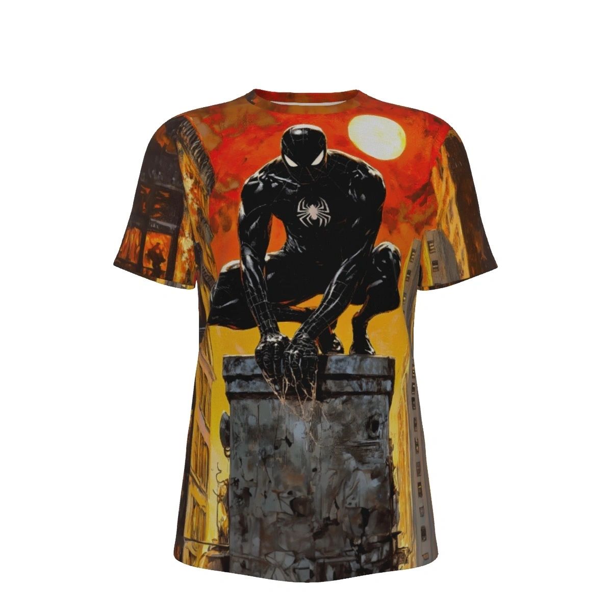 SPIDERMAN PERCH ALL OVER PRINT SHIRT AND TANK TOP-BLACK COSTUME