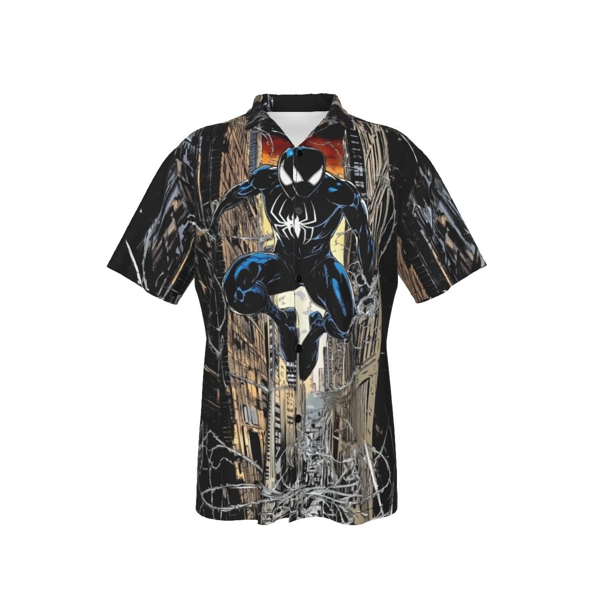 SPIDERMAN SWINGING ALL OVER PRINT SHIRT AND TANK TOP-BLACK COSTUME