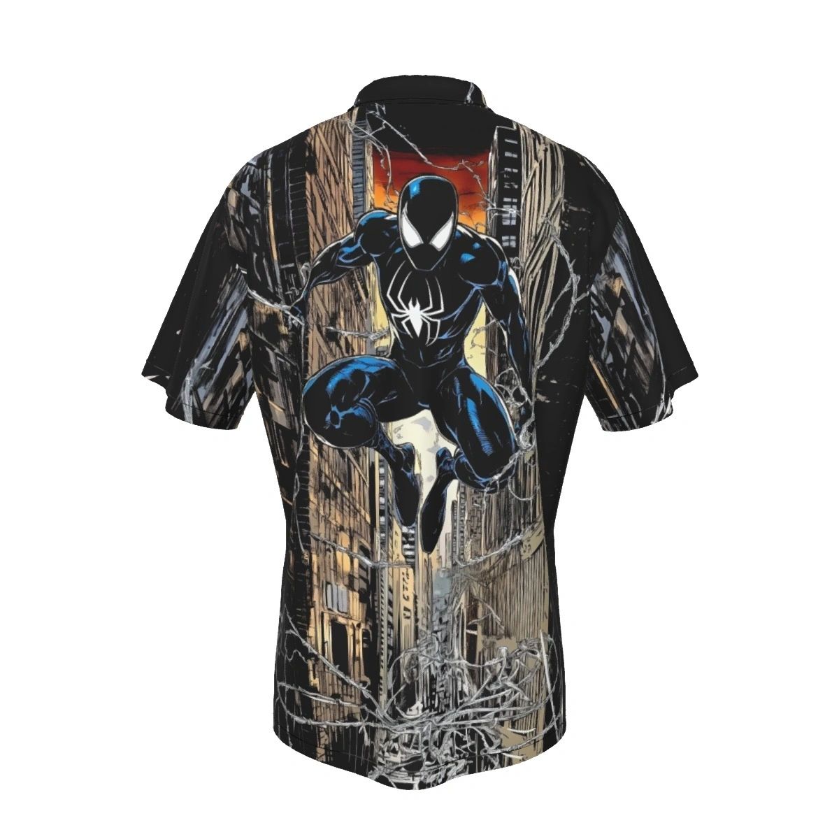 SPIDERMAN SWINGING ALL OVER PRINT SHIRT AND TANK TOP-BLACK COSTUME