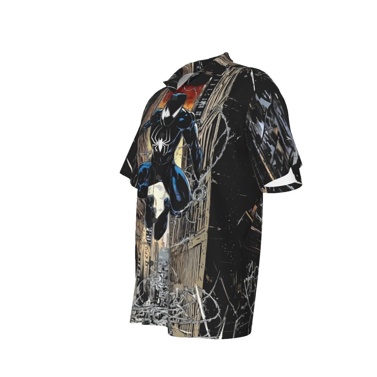 SPIDERMAN SWINGING ALL OVER PRINT SHIRT AND TANK TOP-BLACK COSTUME