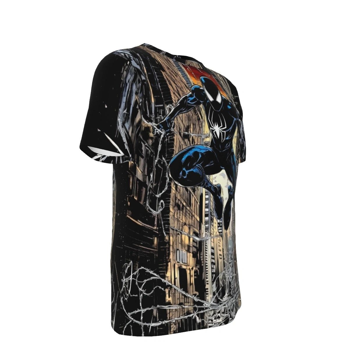 SPIDERMAN SWINGING ALL OVER PRINT SHIRT AND TANK TOP-BLACK COSTUME