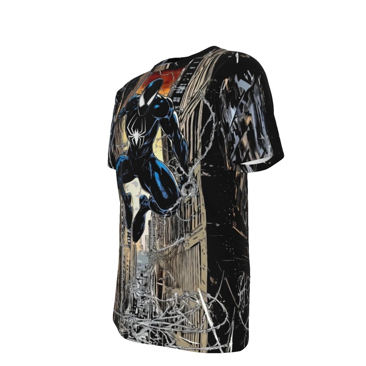 SPIDERMAN SWINGING ALL OVER PRINT SHIRT AND TANK TOP-BLACK COSTUME