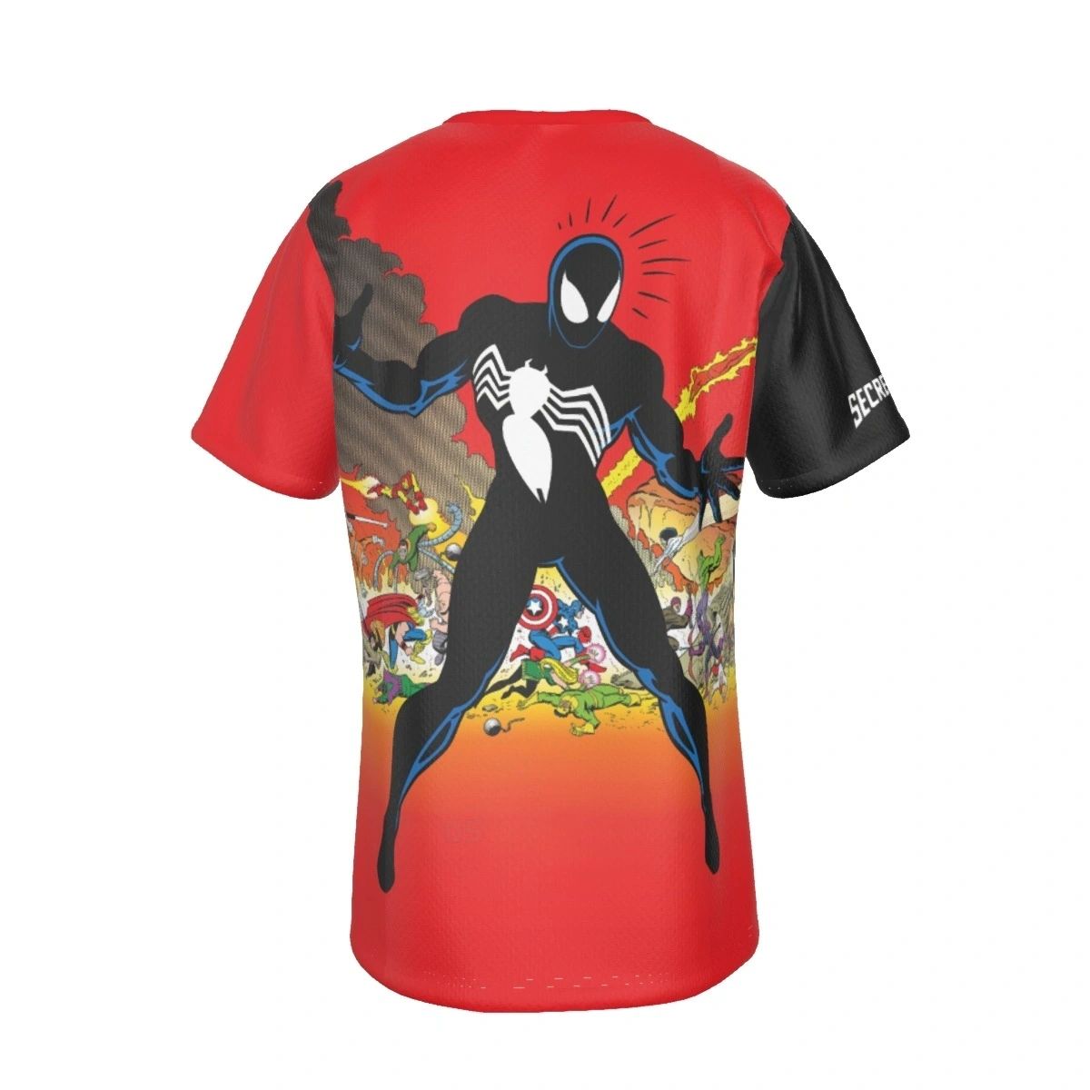 SECRET WARS 8 ALL OVER PRINT SHIRT AND TANK TOP-SPIDERMANS BLACK COSTUME
