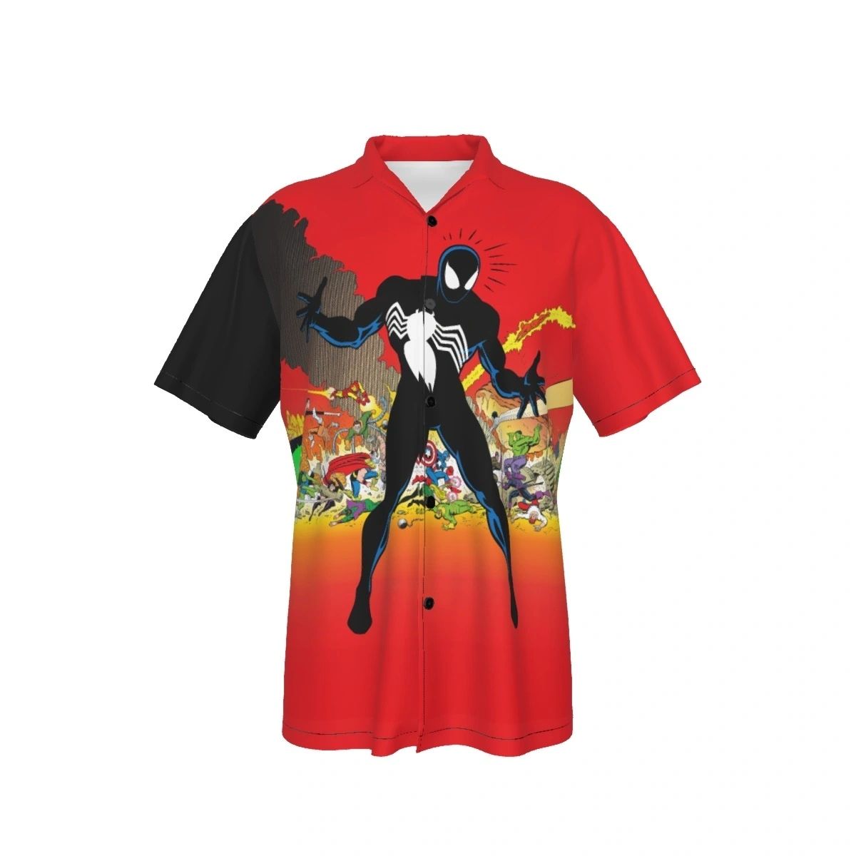 SECRET WARS 8 ALL OVER PRINT SHIRT AND TANK TOP-SPIDERMANS BLACK COSTUME