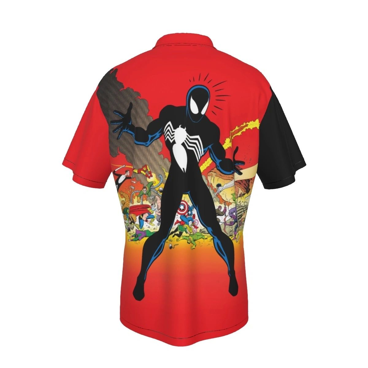 SECRET WARS 8 ALL OVER PRINT SHIRT AND TANK TOP-SPIDERMANS BLACK COSTUME
