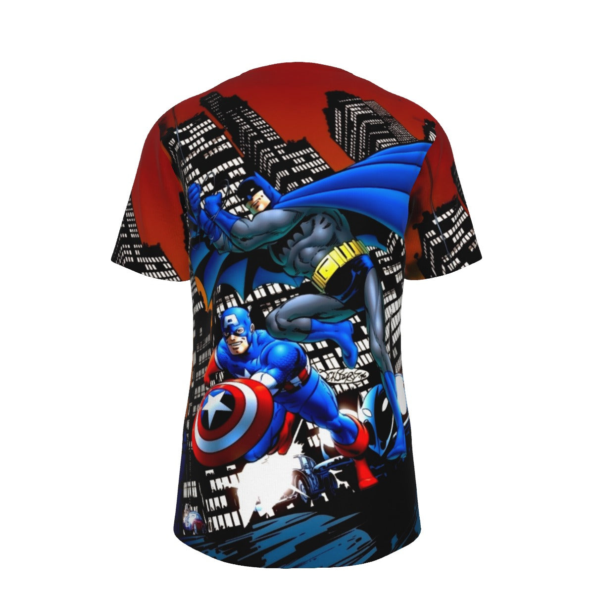CAPTAIN AMERICA BATMAN PINUP ALL OVER PRINT SHIRT AND TANK TOP-JOHN BRYNE ART