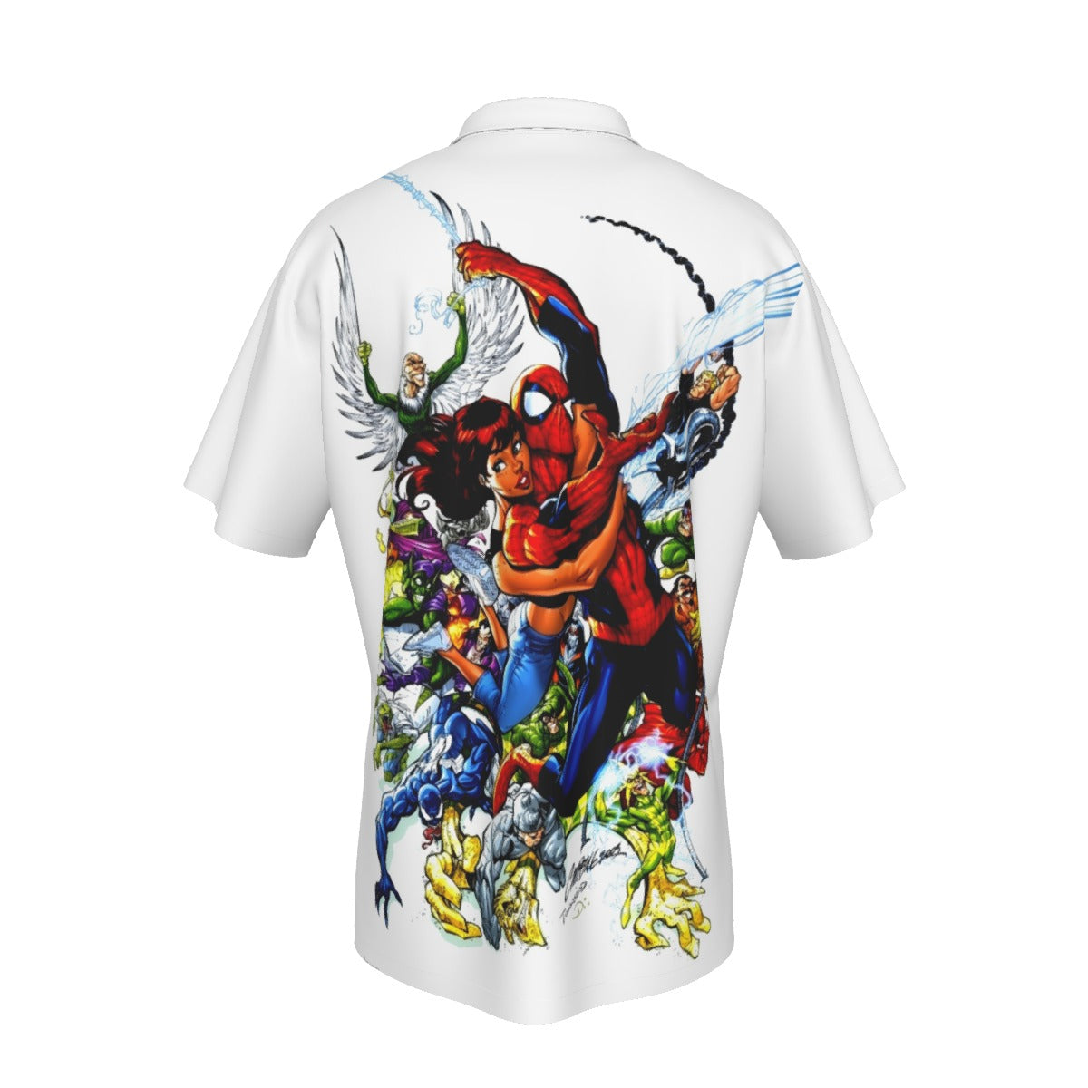 SPIDERMAN ESCAPES VILLAINS ALL OVER PRINT SHIRT AND TANK TOP