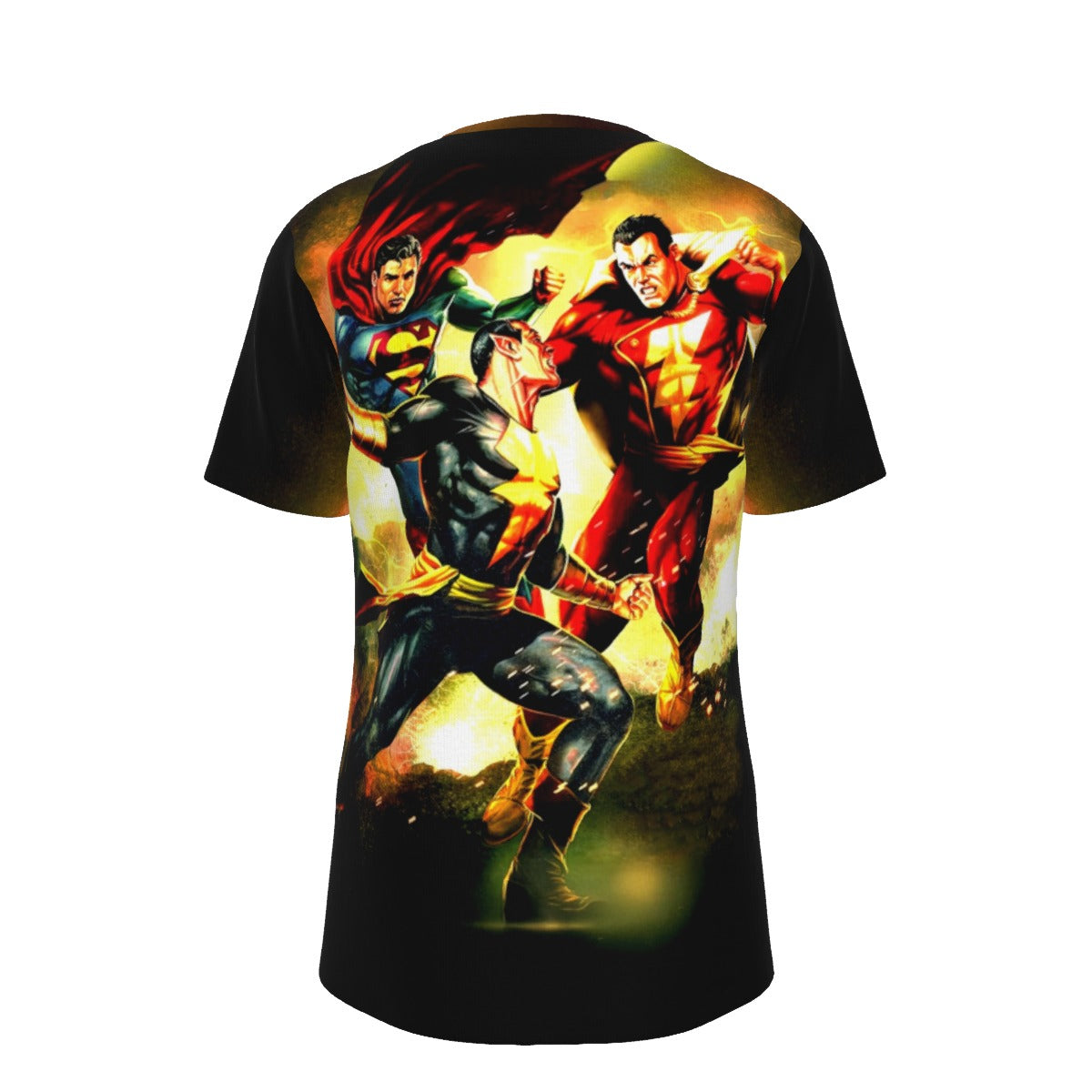 SUPERMAN SHAZAM BLACK ADAM PIN UP ALL OVER PRINT SHIRT AND TANK TOP