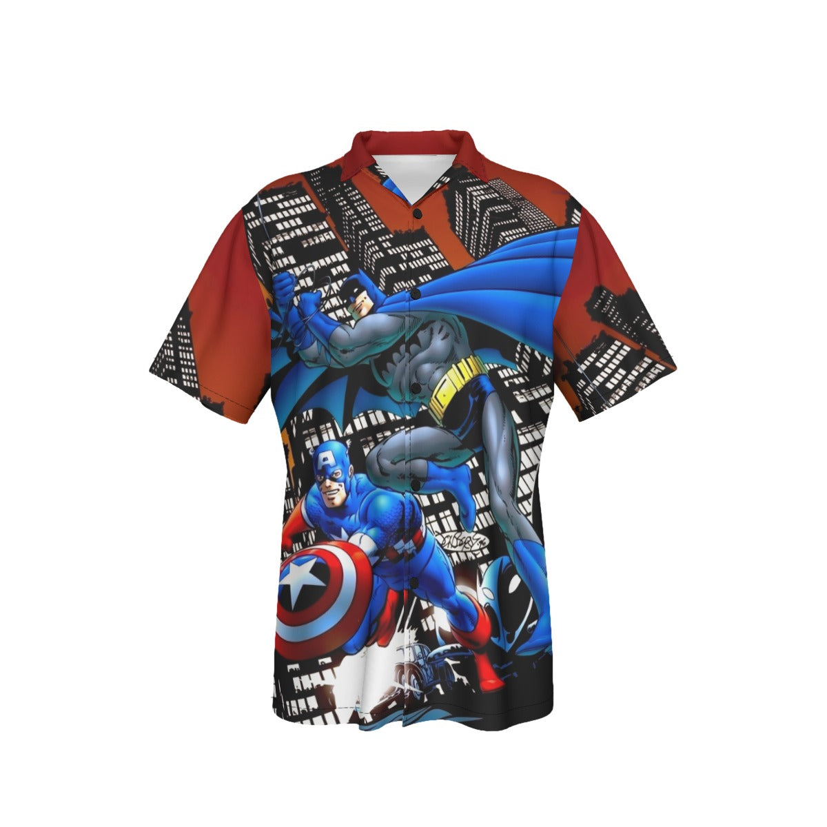 CAPTAIN AMERICA BATMAN PINUP ALL OVER PRINT SHIRT AND TANK TOP-JOHN BRYNE ART