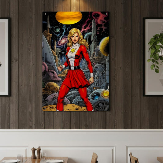 SATURN GIRL GO METAL WALL PLATE - ORIGINAL ART