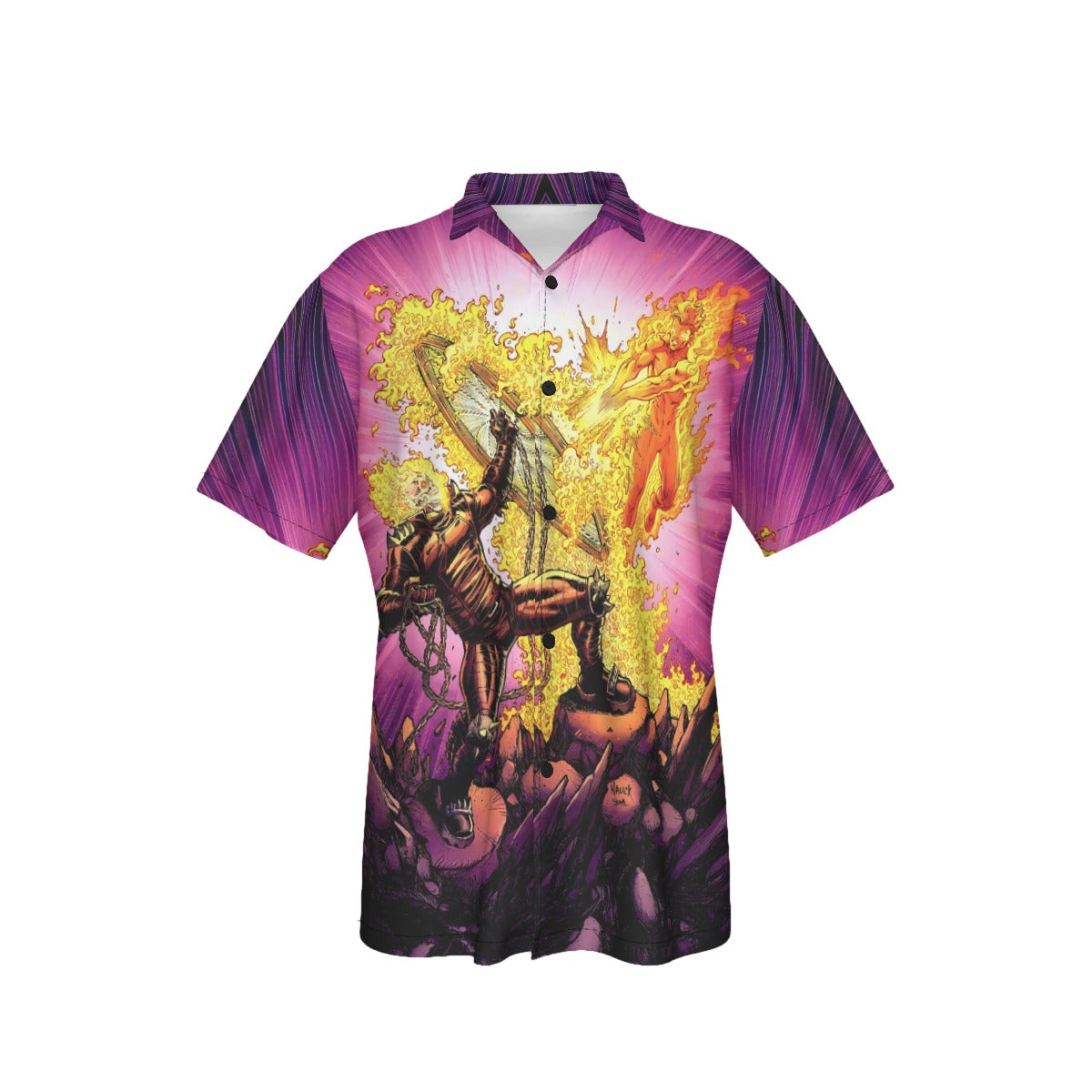 GHOST RIDER VS HUMAN TORCH PIN UP ALL OVER PRINT SHIRT AND TANK TOP- FF ANNUAL 1