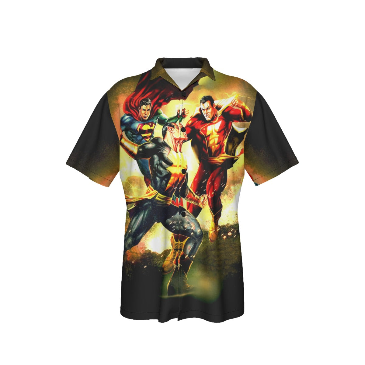 SUPERMAN SHAZAM BLACK ADAM PIN UP ALL OVER PRINT SHIRT AND TANK TOP