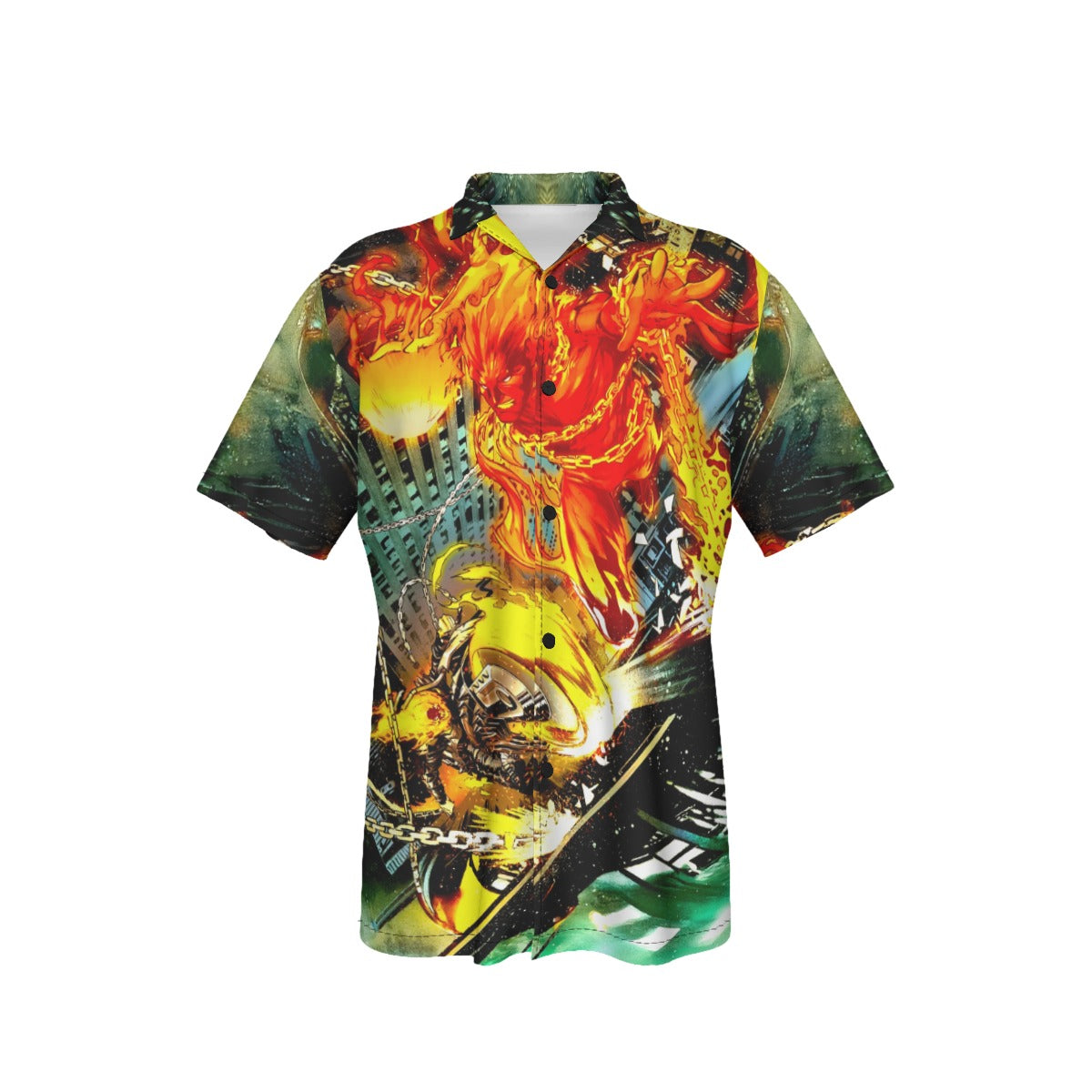 GHOST RIDER VS HUMAN TORCH PIN UP ALL OVER PRINT SHIRT AND TANK TOP- CONTEST OF CHAOS