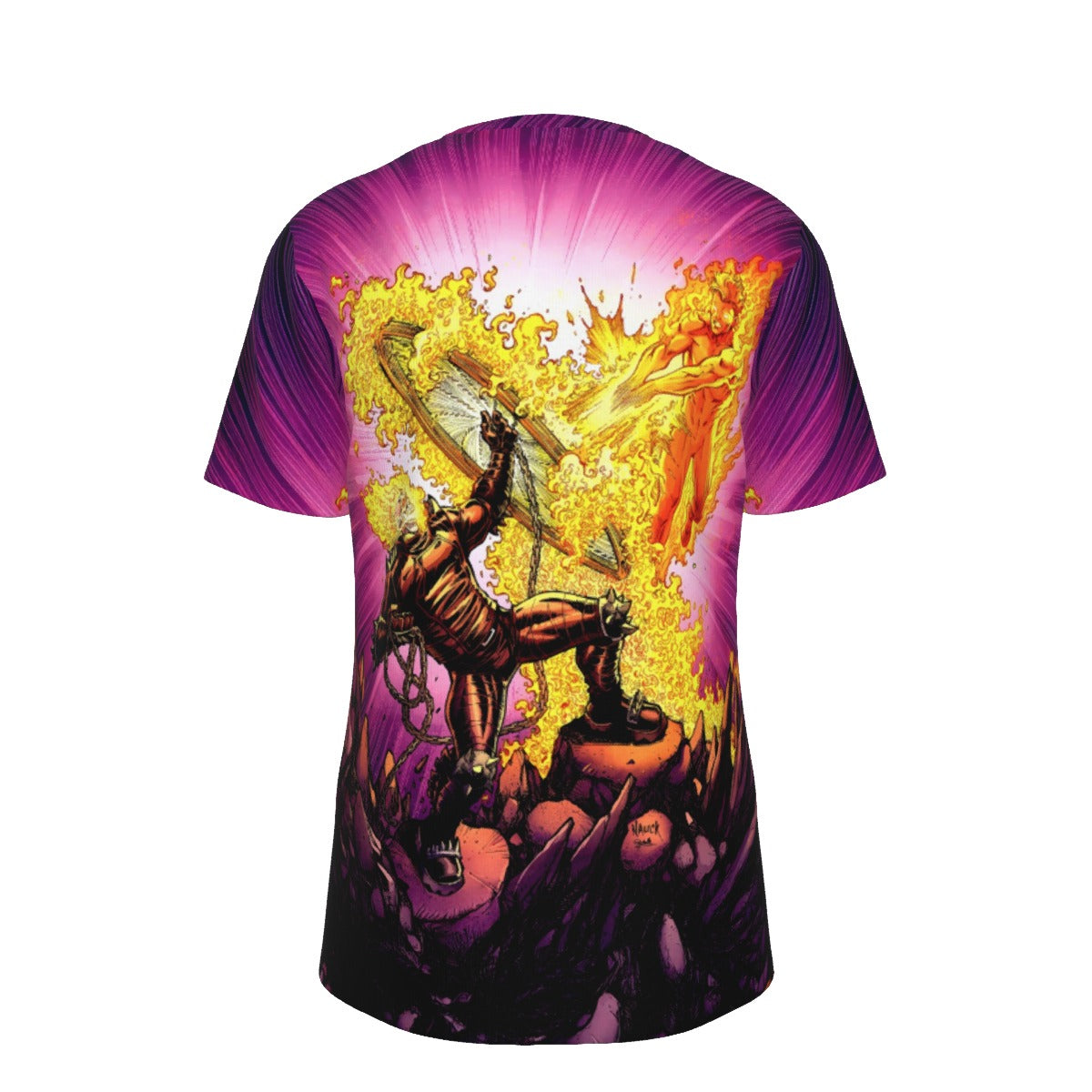 GHOST RIDER VS HUMAN TORCH PIN UP ALL OVER PRINT SHIRT AND TANK TOP- FF ANNUAL 1