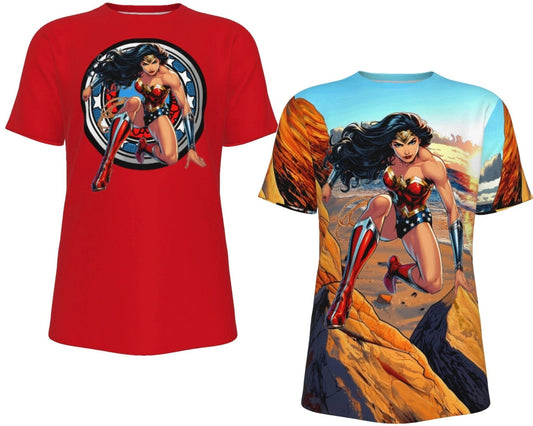 WONDER WOMAN EARTH 1 READY ALL OVER PRINT SHIRT AND TANK TOP