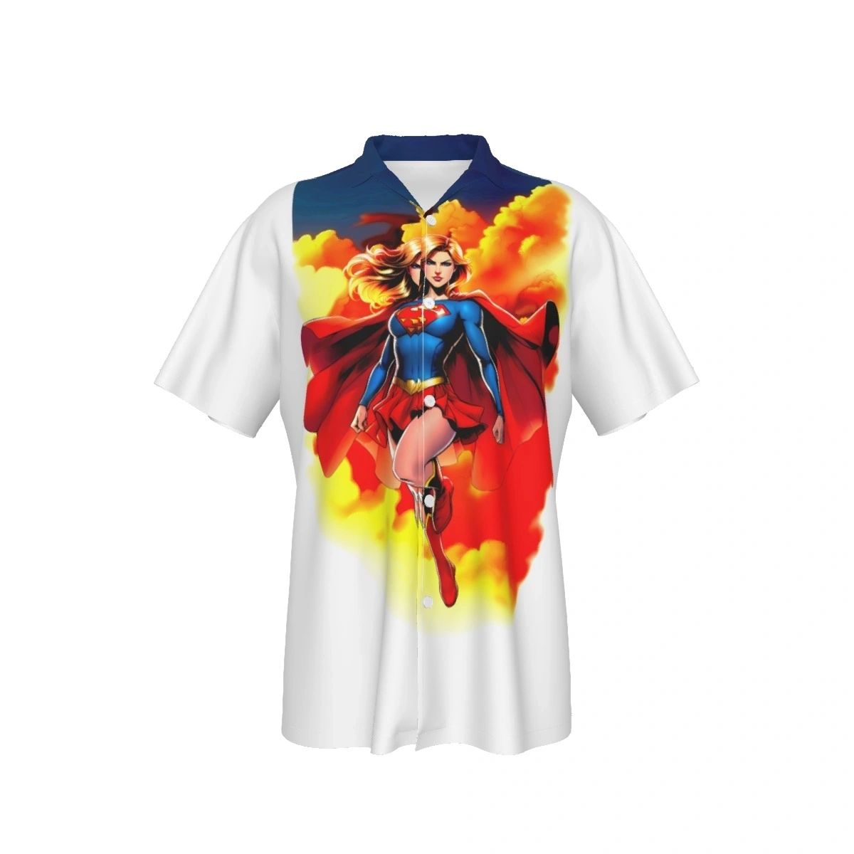 SUPERGIRL EARTH 1 READY ALL OVER PRINT SHIRTS- JLA READY