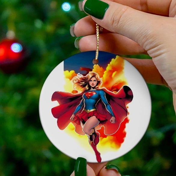 SUPEGIRL EARTH 1 READY CHRISTMAS TREE ORNAMENT - JLA
