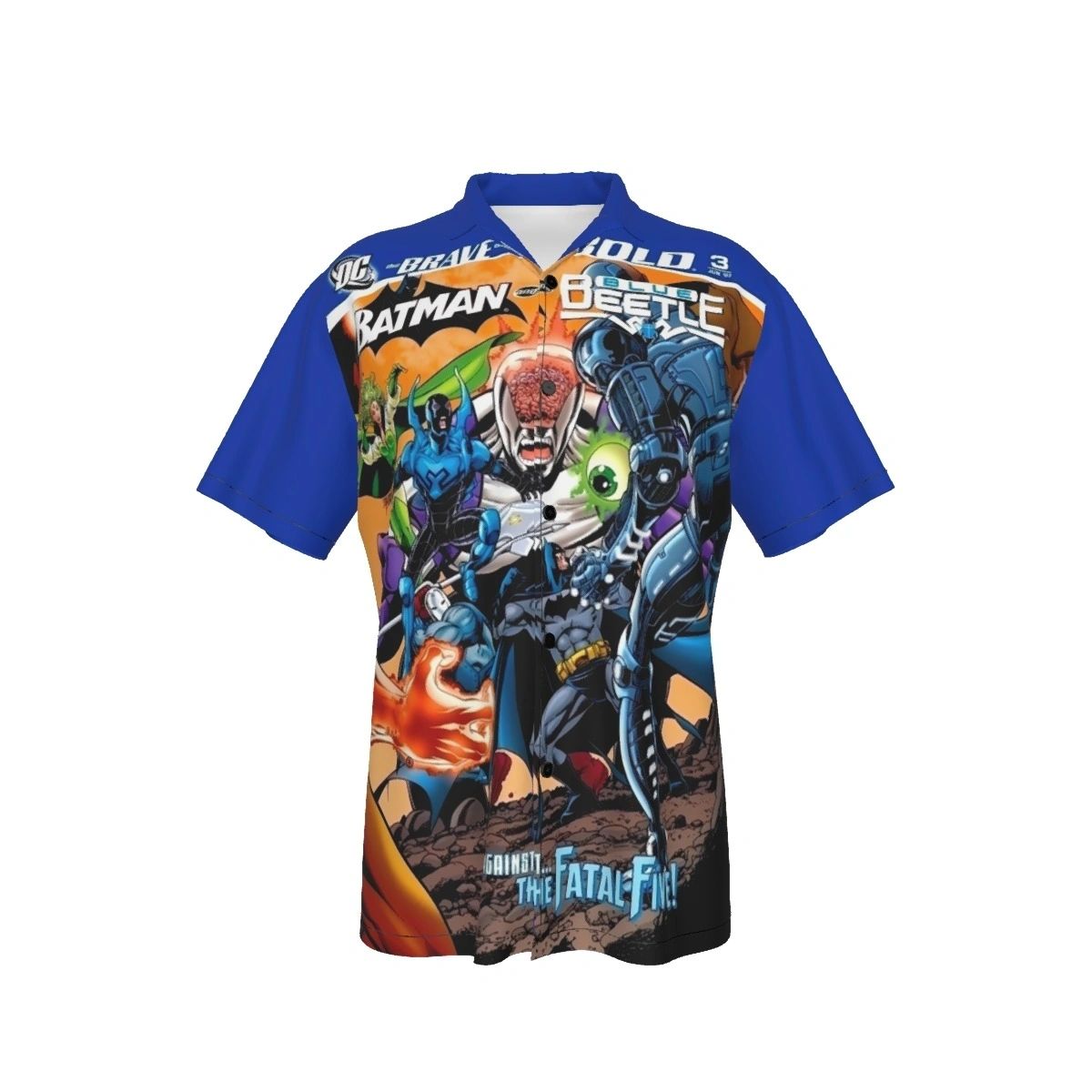 BRAVE AND BOLD 3 V2 ALL OVER PRINT SHIRT AND TANK TOP -BATMAN BLUE BEETLE VS FATAL 5