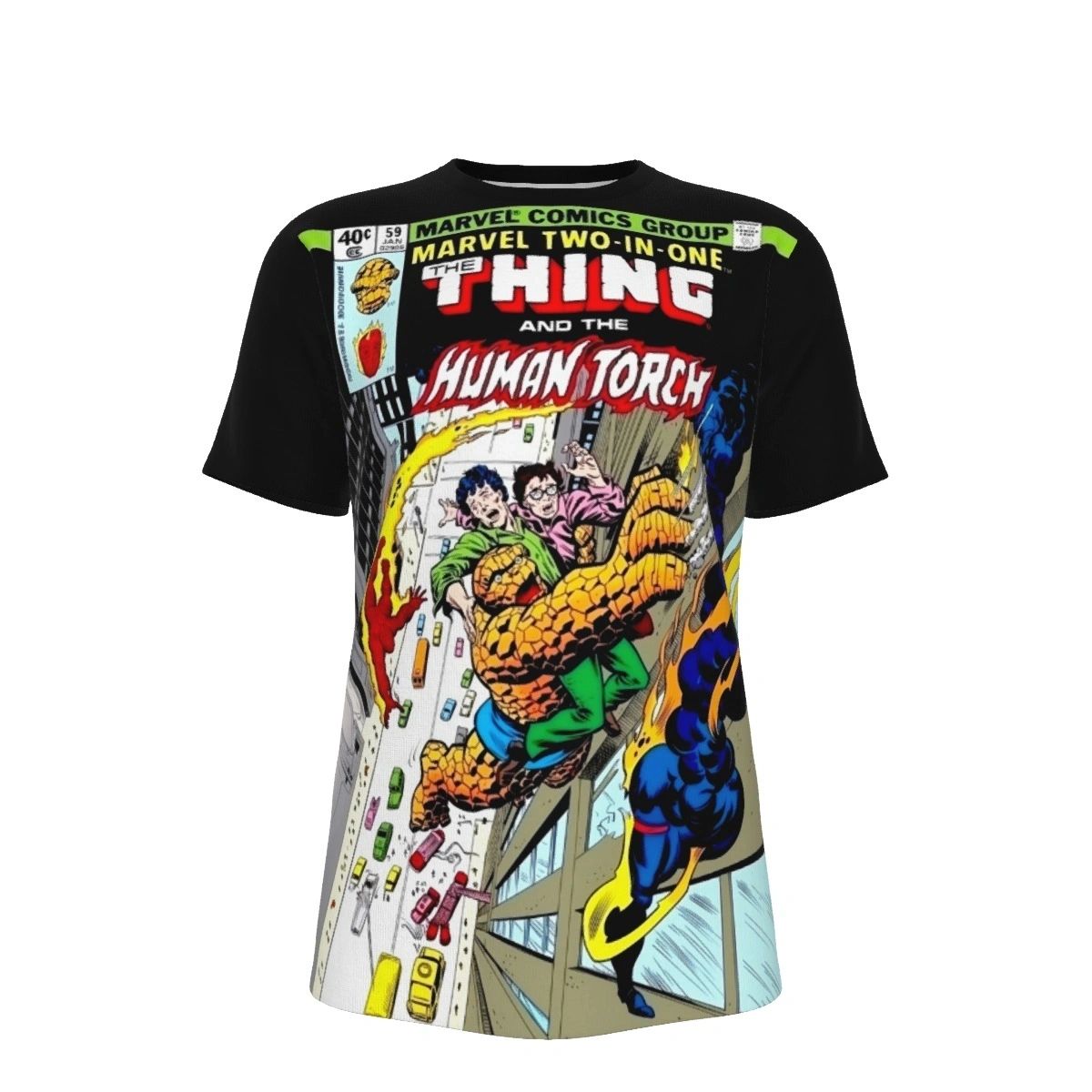 MARVEL TWO IN ONE 59 ALL OVER PRINT SHIRT AND TANK TOP -THING HUMAN TORCH