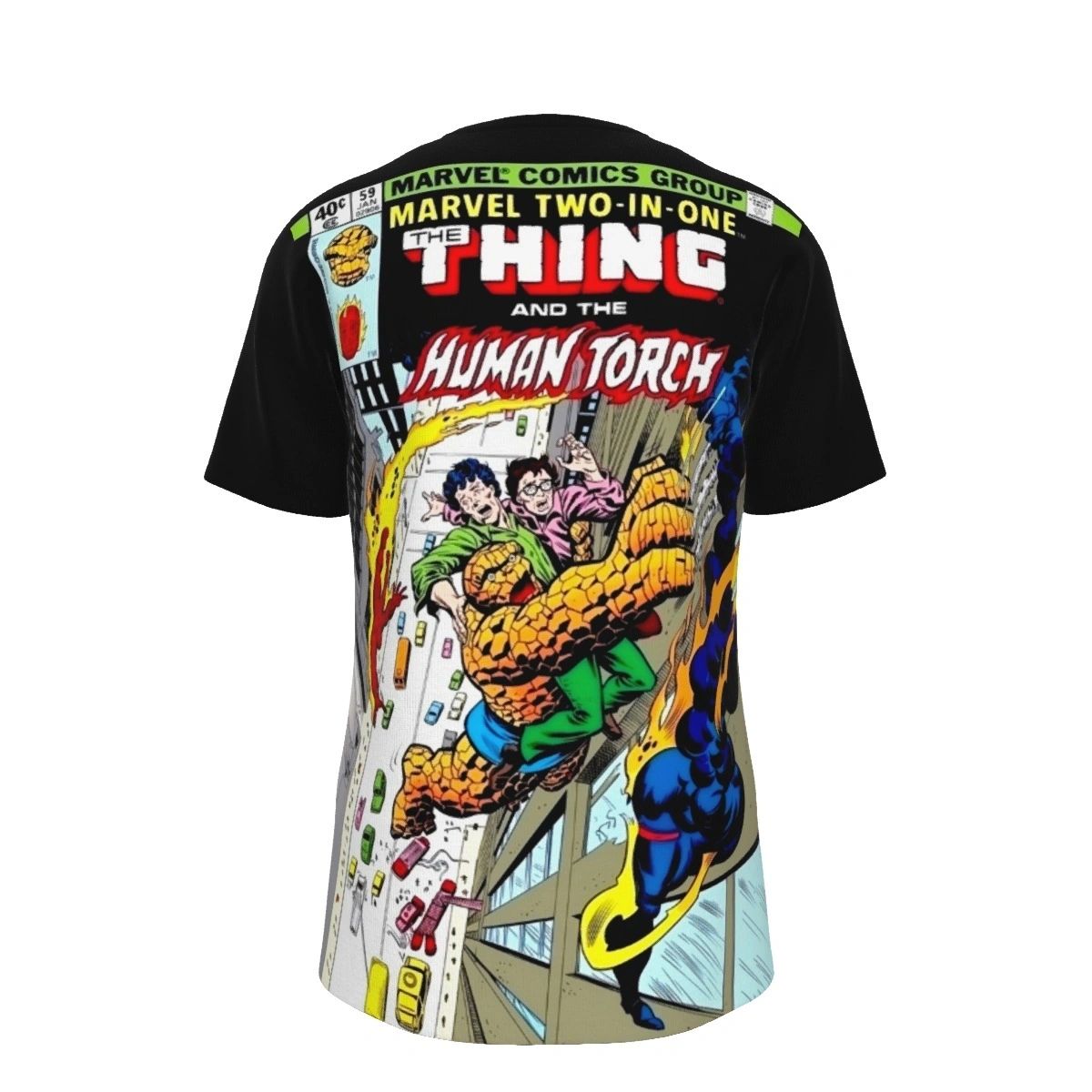 MARVEL TWO IN ONE 59 ALL OVER PRINT SHIRT AND TANK TOP -THING HUMAN TORCH