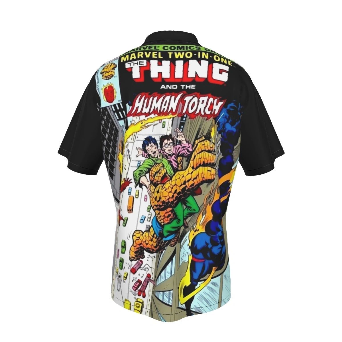 MARVEL TWO IN ONE 59 ALL OVER PRINT SHIRT AND TANK TOP -THING HUMAN TORCH