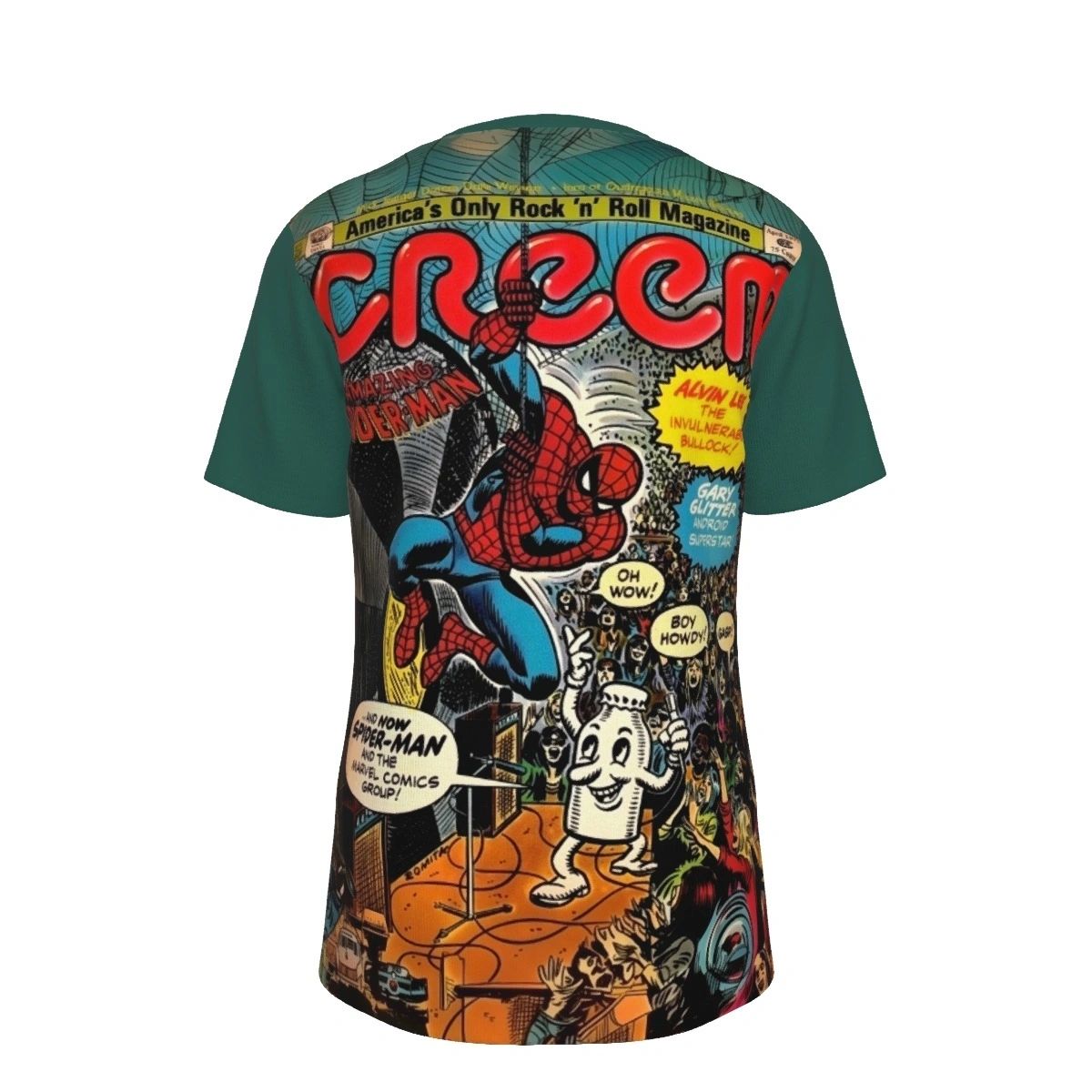 CREEM 1 ALL OVER PRINT SHIRTS - AMERICAS ONLY ROCK AND ROLL MAGAZINE -SPIDERMAN