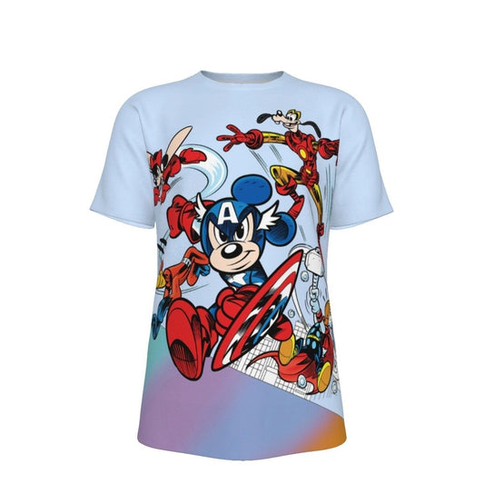 MIKEY AND FRIENDS AS THE AVENGERS ALL OVER PRINT SHIRTS