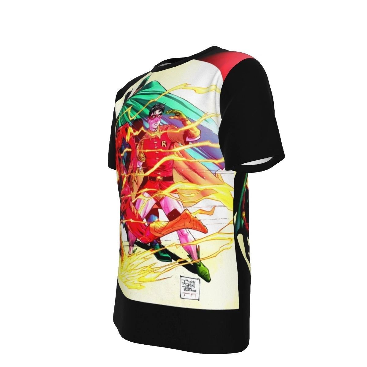 ICONIC BATMAN AND ROBIN SEARCHLIGHT COVER WITH FLASH ALL OVER PRINT SHIRTS