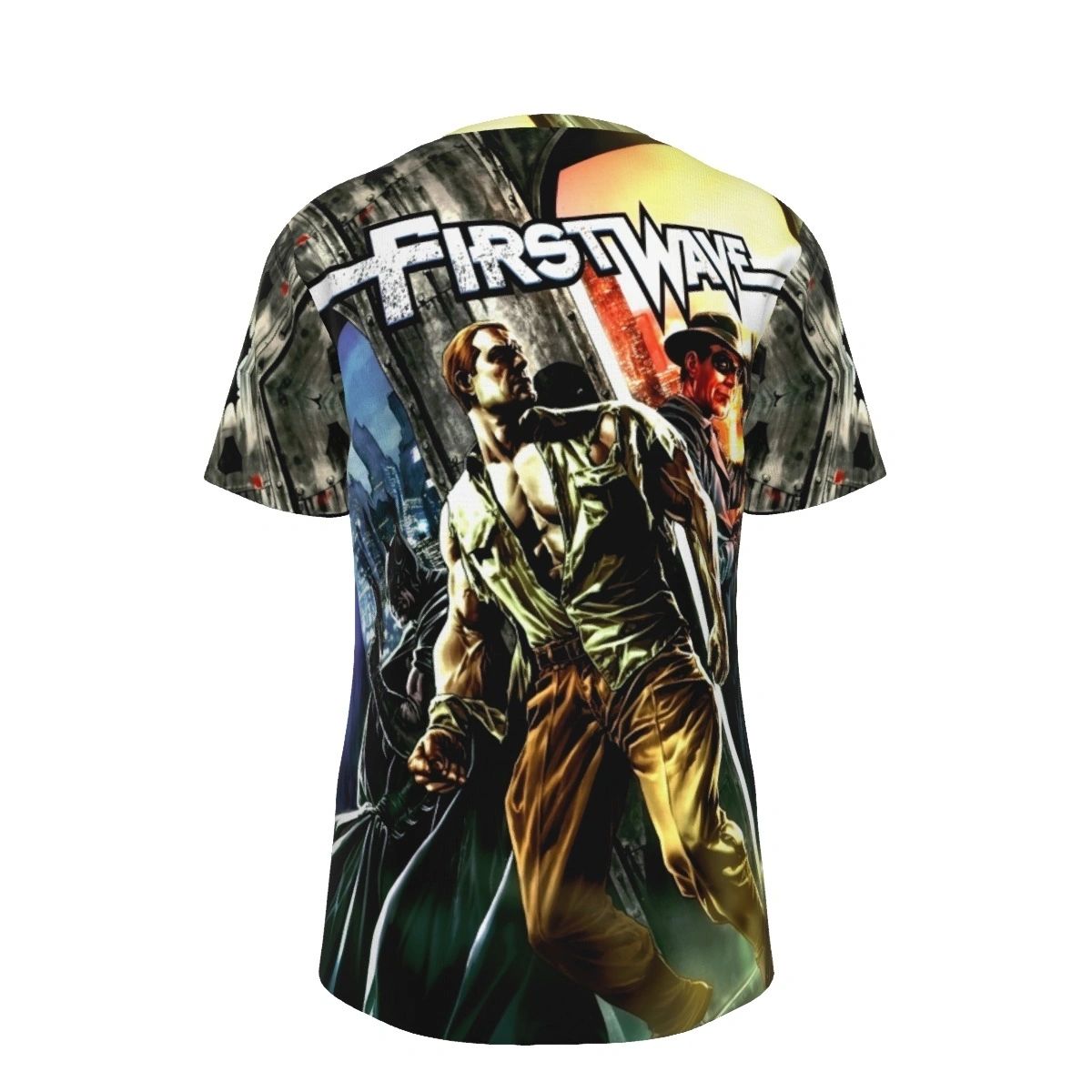 FIRST WAVE 3 ALL OVER PRINT SHIRT AND TANK - BATMAN, SPIRIT, DOC SAVAGE
