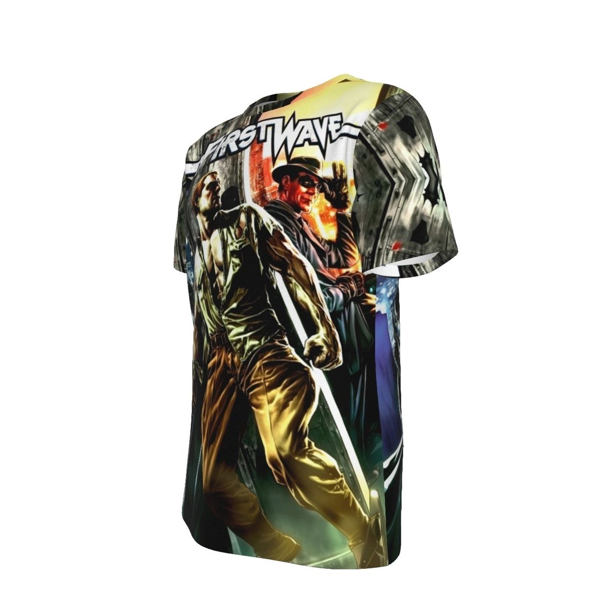 FIRST WAVE 3 ALL OVER PRINT SHIRT AND TANK - BATMAN, SPIRIT, DOC SAVAGE
