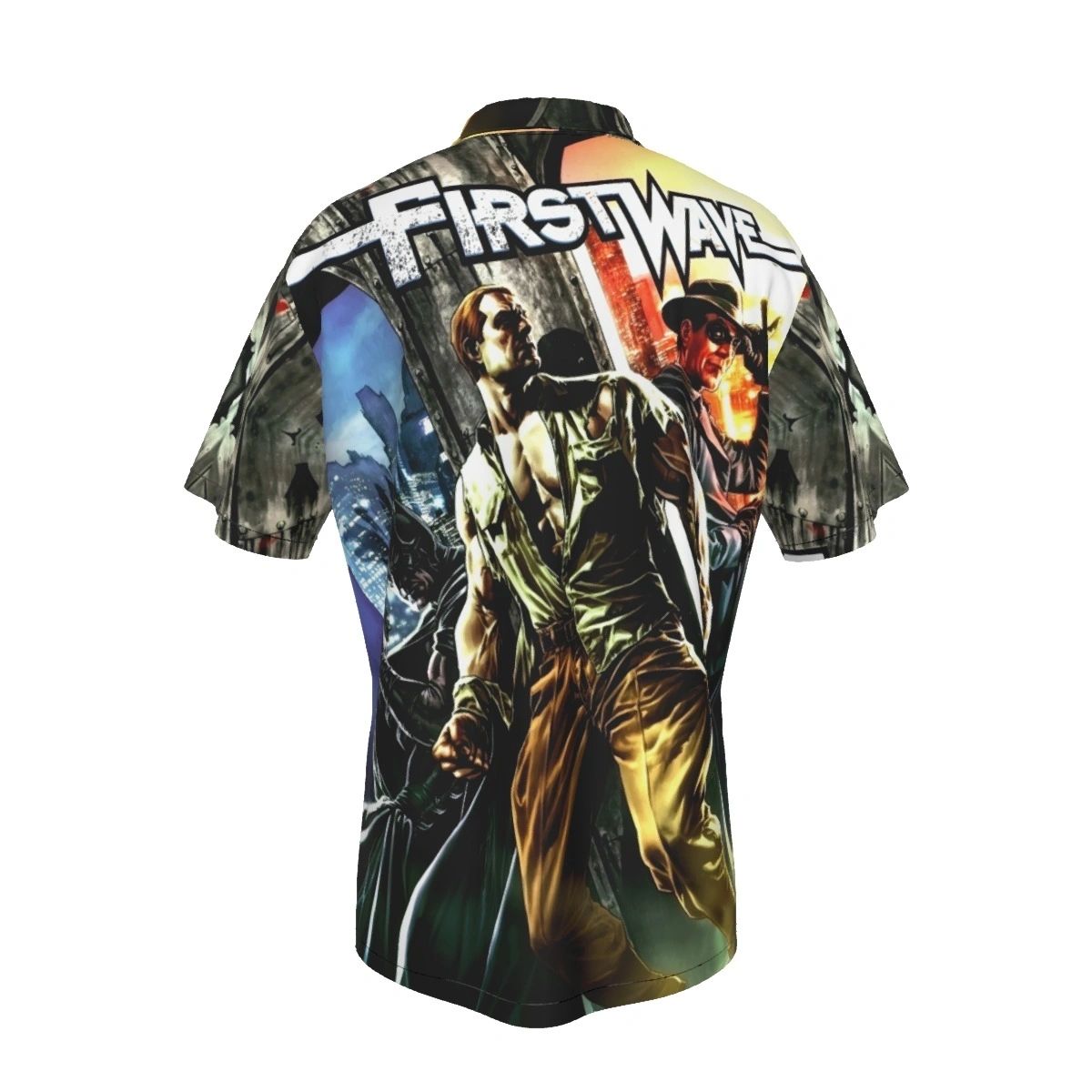 FIRST WAVE 3 ALL OVER PRINT SHIRT AND TANK - BATMAN, SPIRIT, DOC SAVAGE