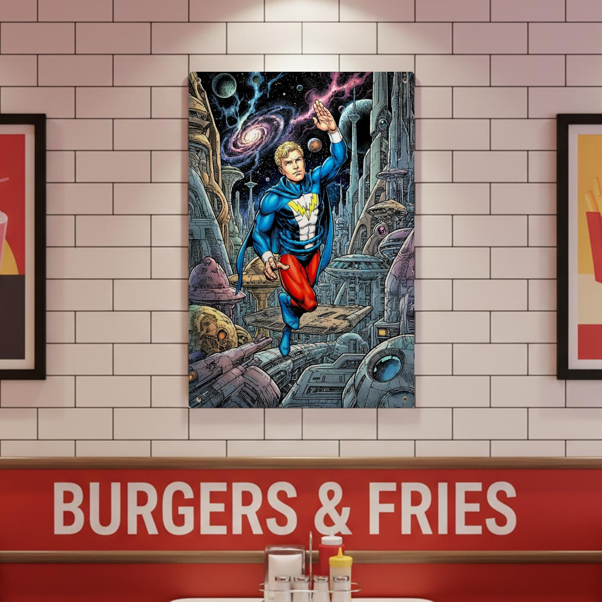 LIGHTNING LAD GO METAL WALL PLATE - ORIGINAL ART