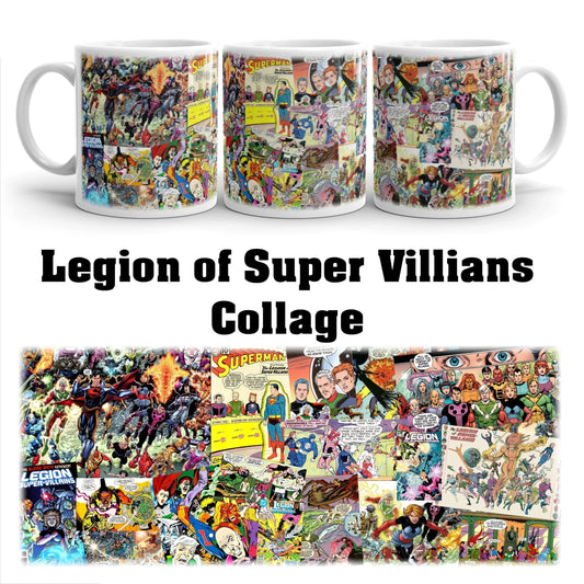 Legion of Super Villains Collage Anniversary Mugs