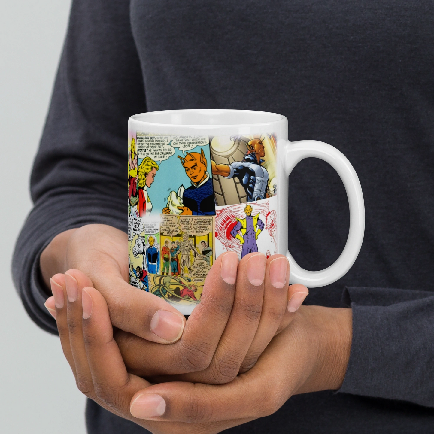 Chameleon Boy Collage Anniversary Mugs