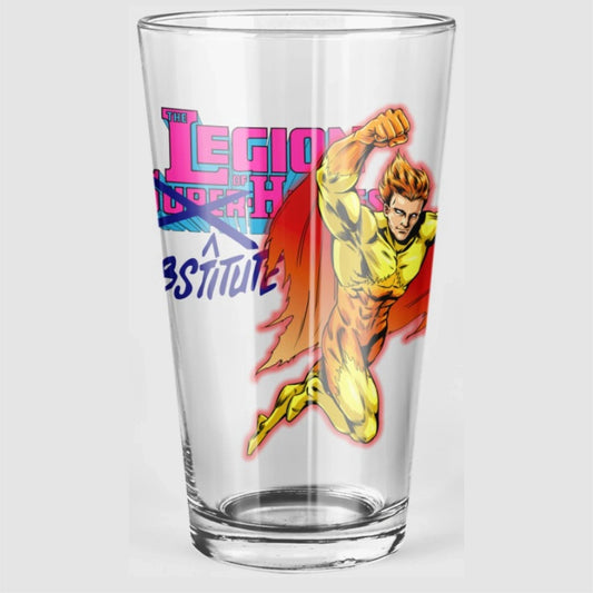 FIRE LAD OF THE LEGION OF SUBSTITUTE HEROES Pint Glass (with Free Shipping)