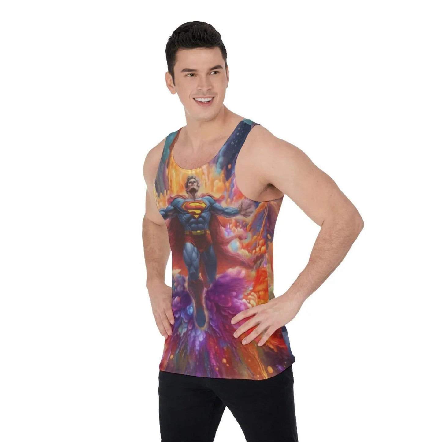 PSYCHEDELIC SUPERMAN ALL-OVER PRINT SHIRT and tank
