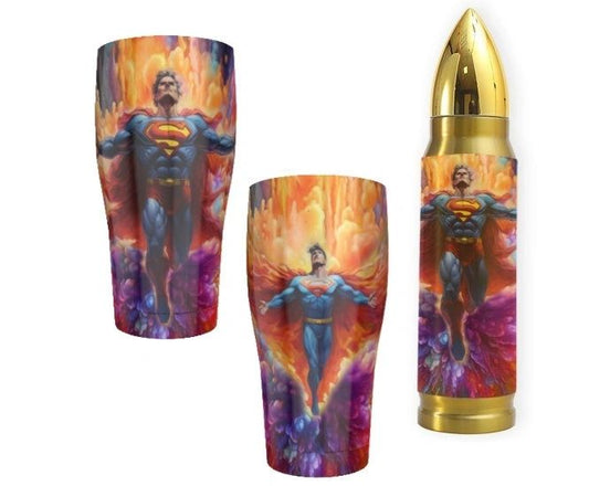 PSYCHEDELIC SUPERMAN TUMBLERS (2 TYPES)