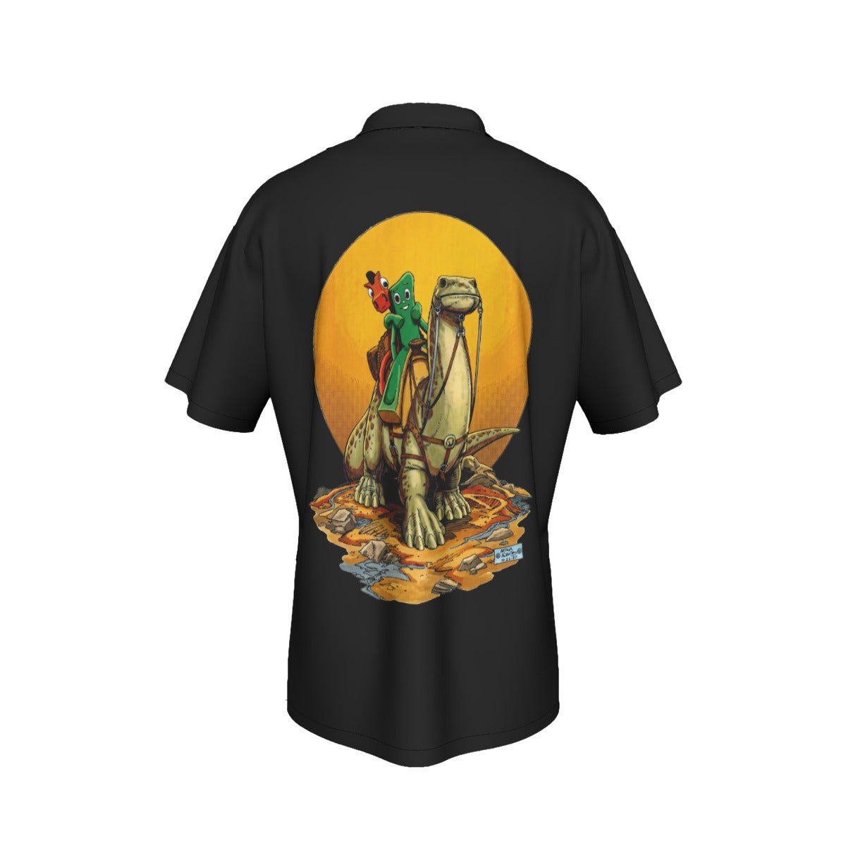 GUMBY AND POKEY RIDE DINO All Over Print Shirt & Tank Top - ARTHUR ADAMS ART