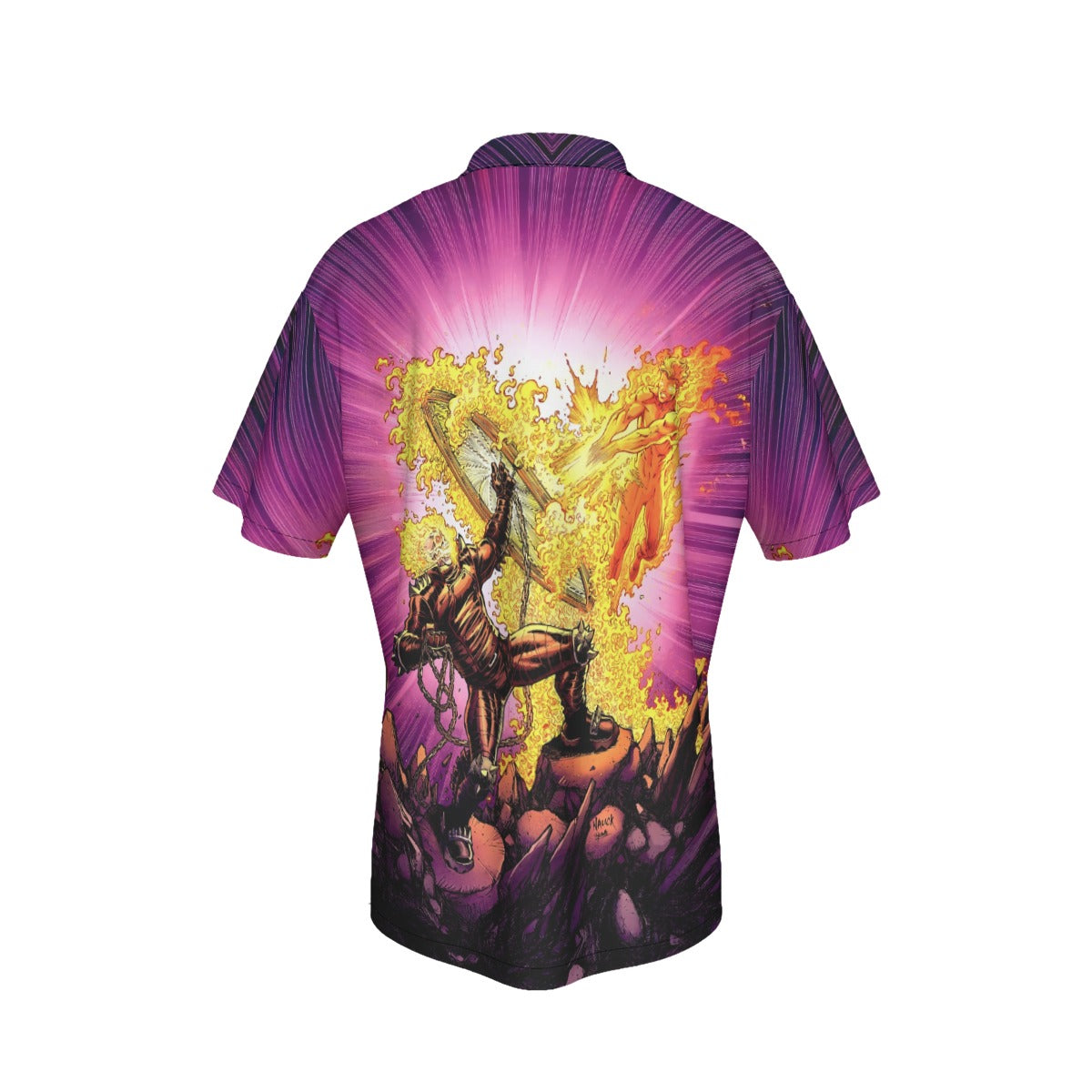 GHOST RIDER VS HUMAN TORCH PIN UP ALL OVER PRINT SHIRT AND TANK TOP- FF ANNUAL 1