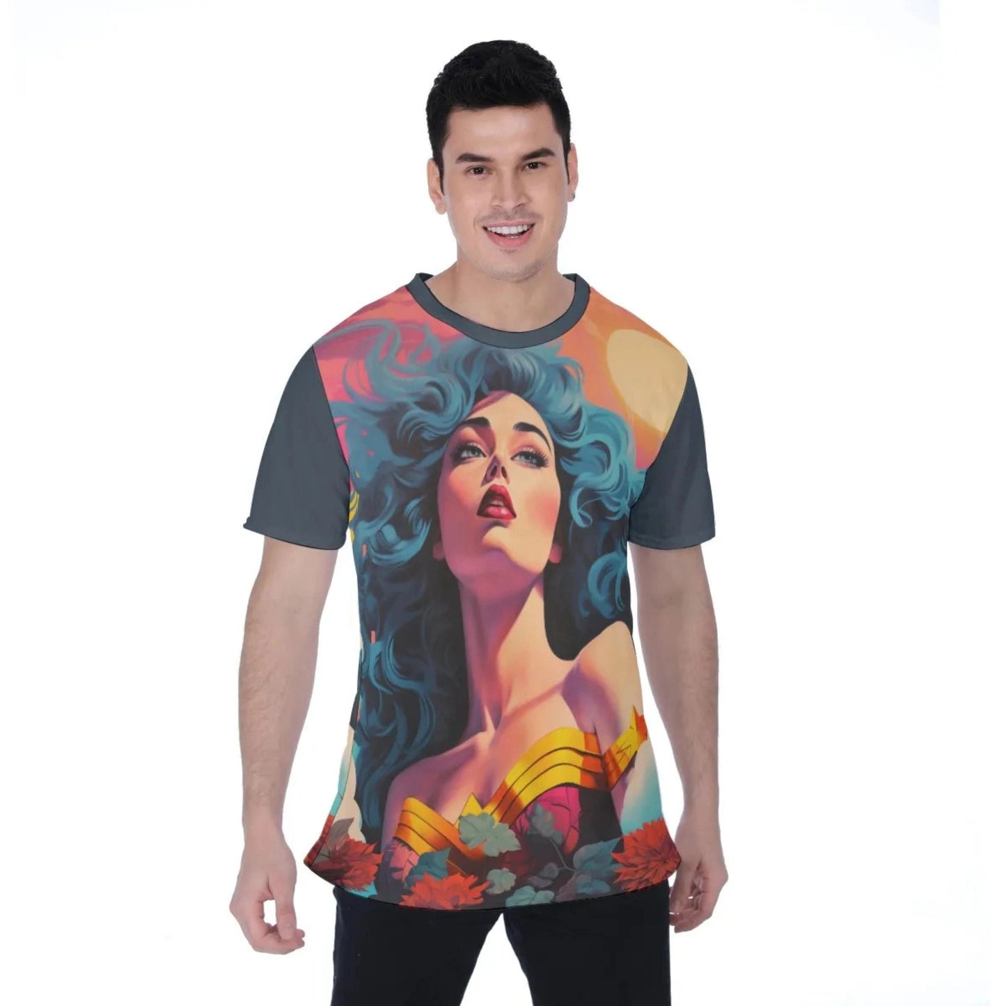 WONDER WOMAN GLAM ALL-OVER PRINT SHIRT and tank