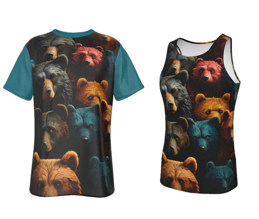 BEARS ADORED ALL-OVER PRINT SHIRT and tank