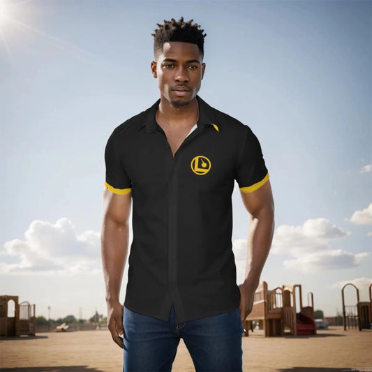 LEGION L Button up dress shirt - black and gold SINGLE LOGO