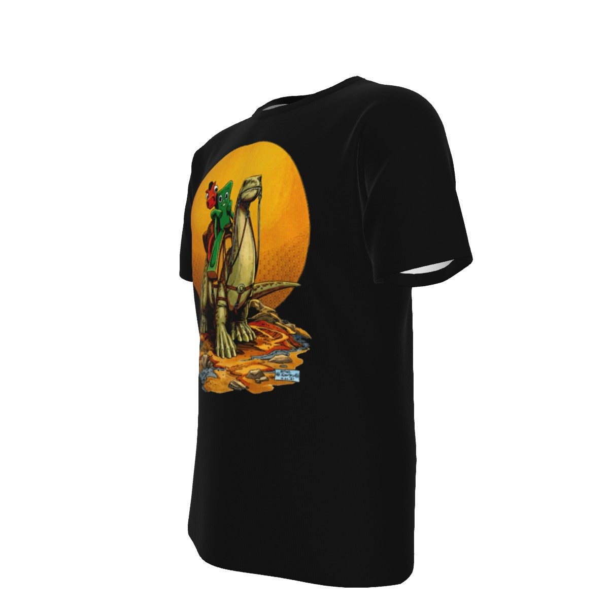 GUMBY AND POKEY RIDE DINO All Over Print Shirt & Tank Top - ARTHUR ADAMS ART