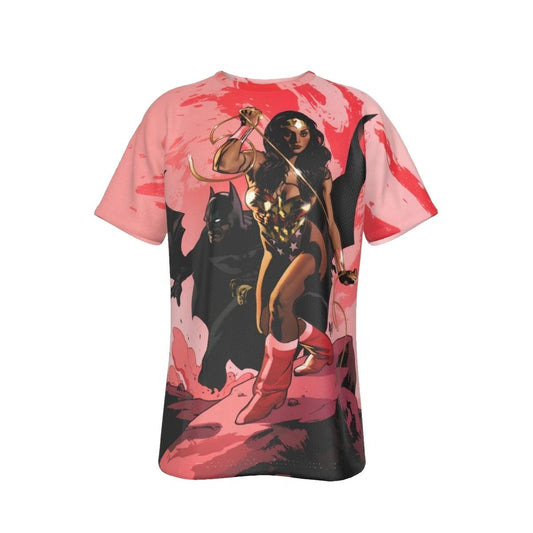 WONDER WOMAN WITH BATMAN ALL OVER PRINT SHIRT AND TANK TOP - ADAM HUGHS ART