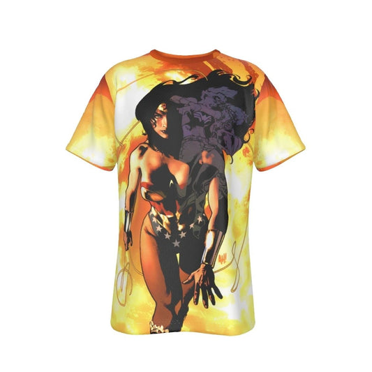 WONDER WOMAN HUGHS ALL OVER PRINT SHIRT AND TANK TOP - ADAM HUGHS ART